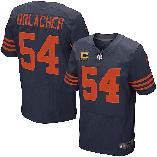 Men's Elite Brian Urlacher C Patch Nike Jersey Navy Blue Alternate - #54 1940s Throwback NFL Chicago Bears